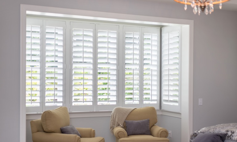 Classic shutters in Indianapolis bedroom